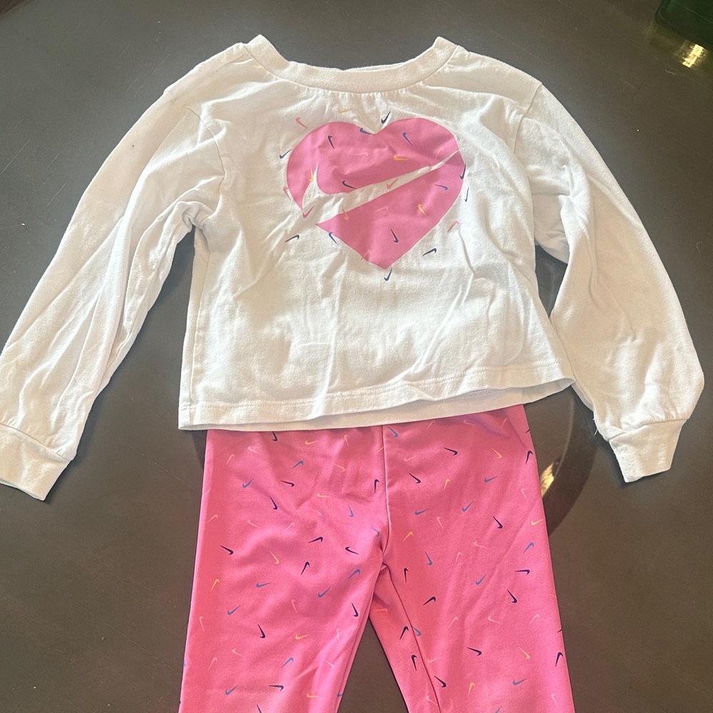 Nike Kids White and Pink Active Wear Set